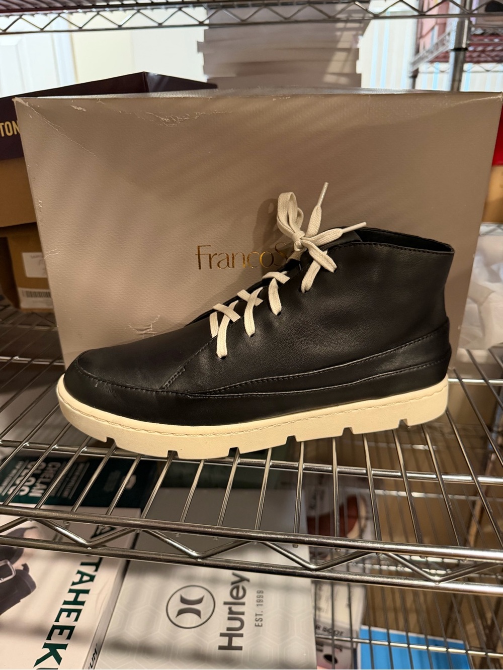 Franco Sarto Women’s L Pryce Hi Top Sneakers Black Leather Size 8 M US